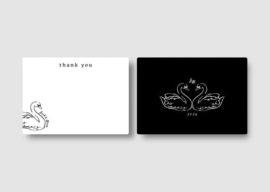 Swan Thank You Stationery with Envelopes, Custom Couple's Notecard Set, Engagement Gift, Bride to Be Thank You Cards