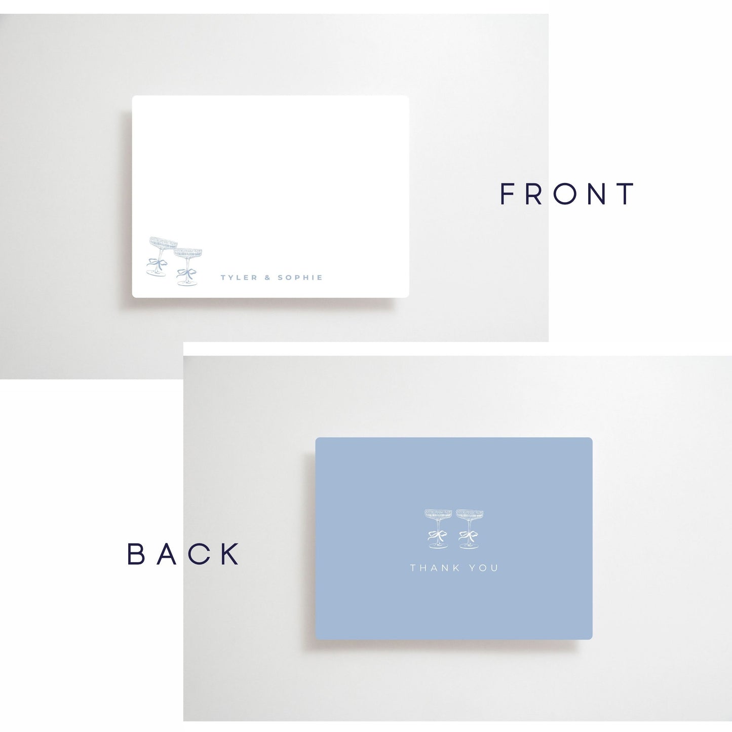 Coquette Personalized Couple Stationery with Envelopes, Couples Thank You Stationery