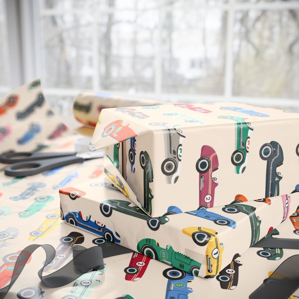 Vintage Race Cars Wrapping Paper Roll