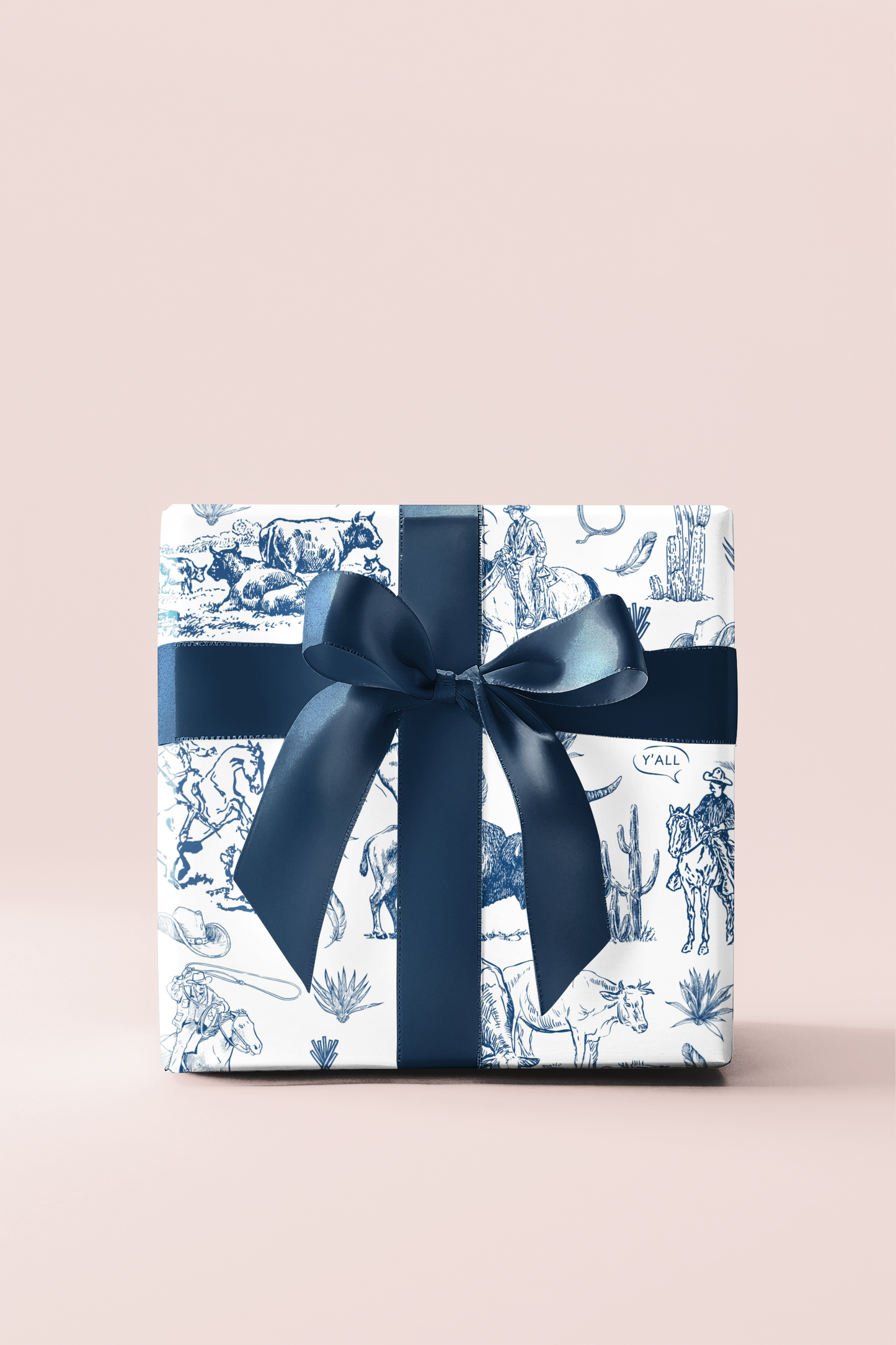Blue Toile Western Wrapping Paper Roll