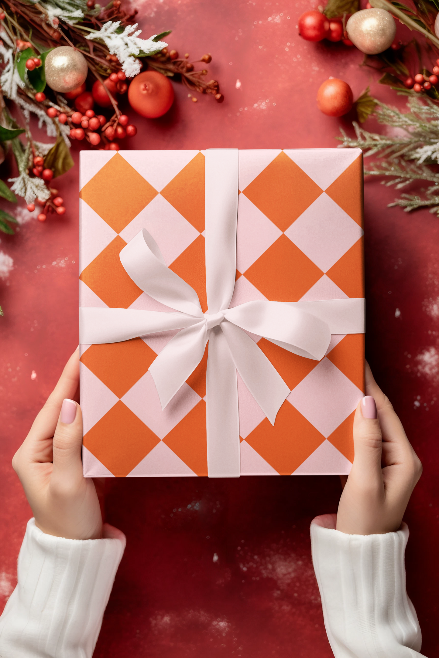 Orange & Pink Wrapping Paper Roll