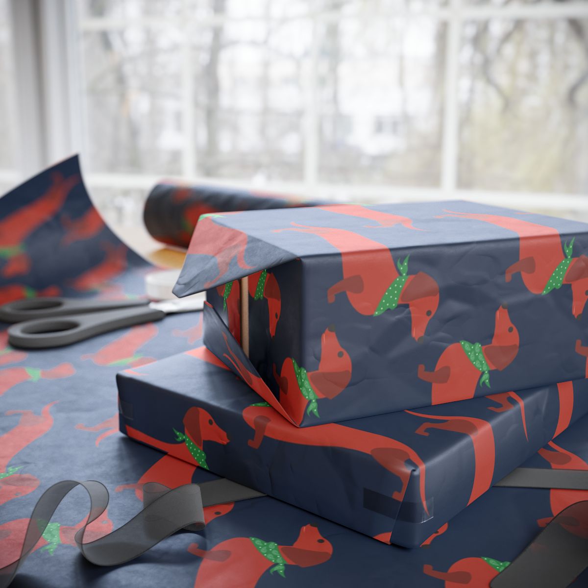 Weenie Dog With Bandana's Funny Wrapping Paper, Father's Day Wrapping Paper, Gift Wrap For Him