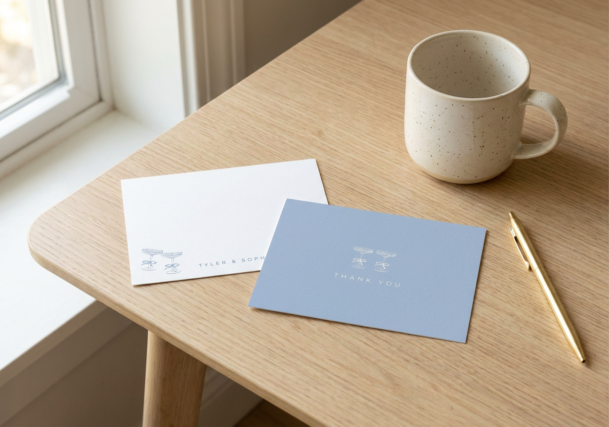 Coquette Personalized Couple Stationery with Envelopes, Couples Thank You Stationery