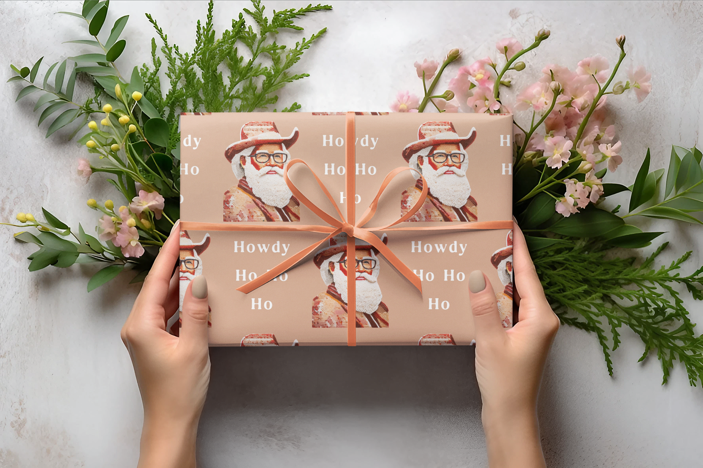 Western Cowboy Santa Christmas Wrapping Paper