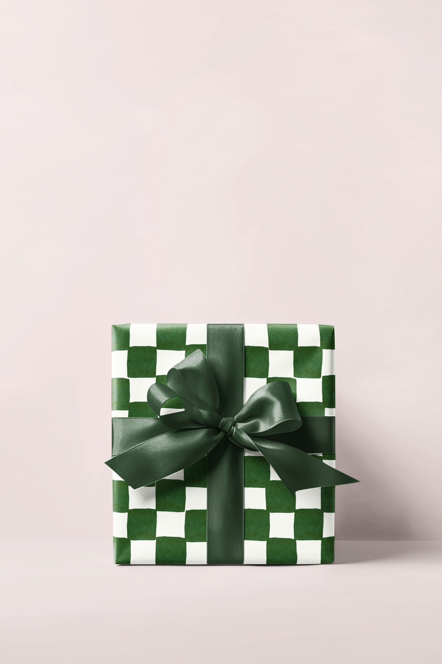 Green Watercolor Checkerboard Wrapping Paper Roll