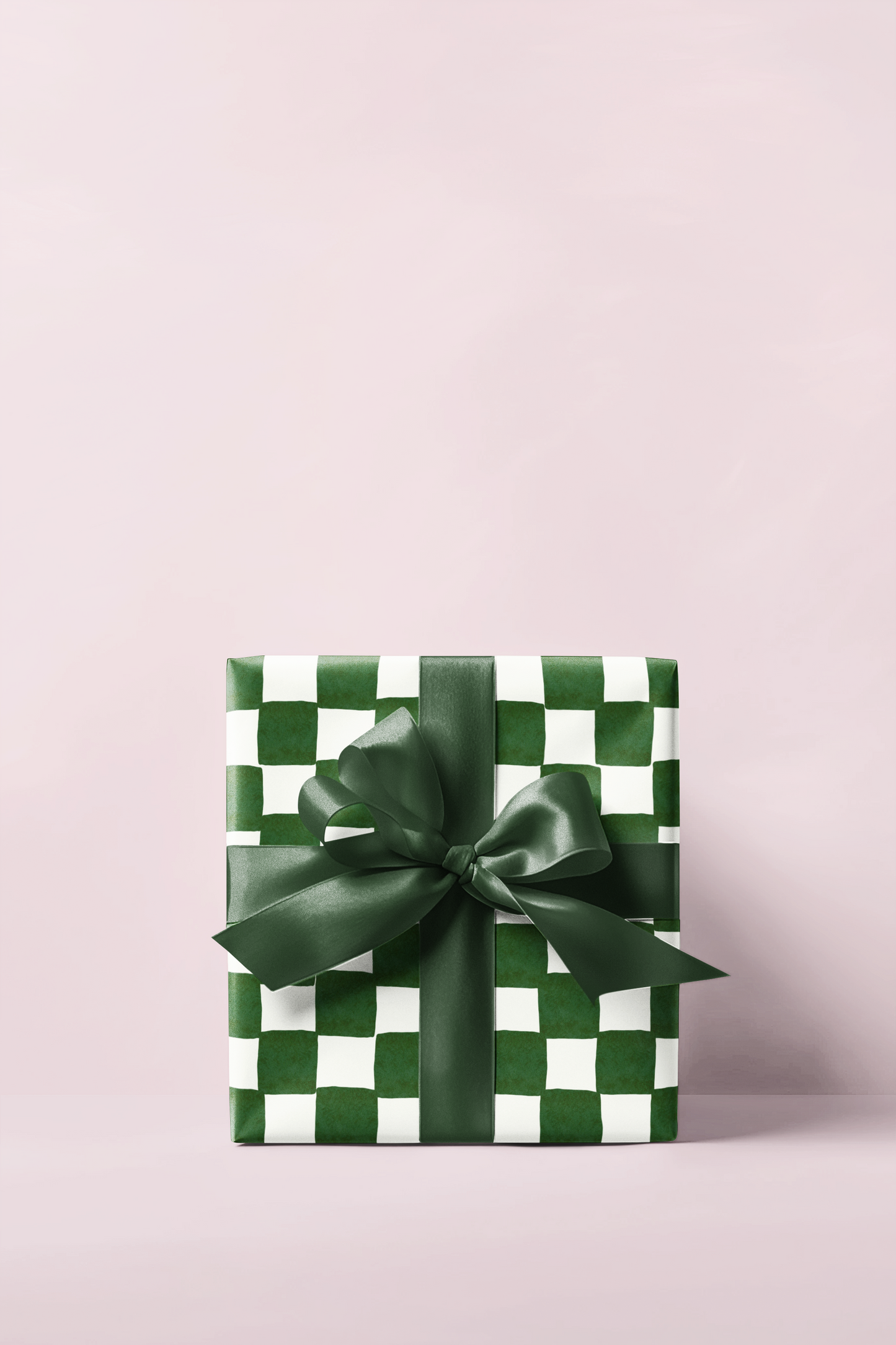 Green Watercolor Checkerboard Wrapping Paper Roll