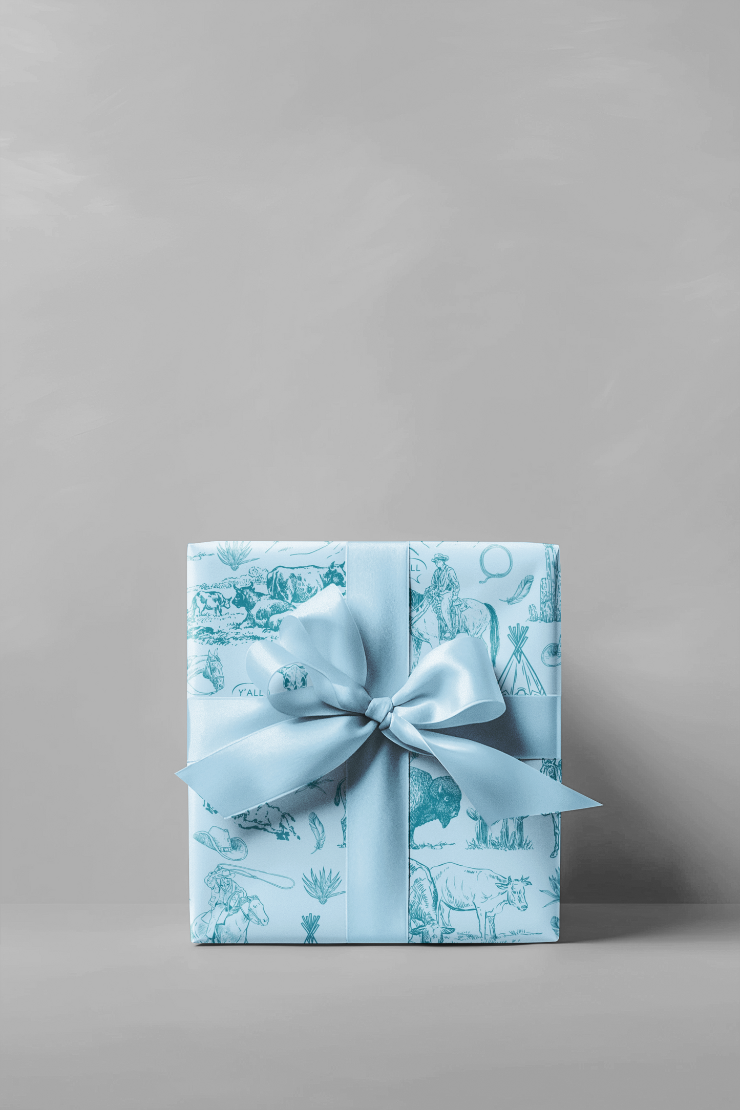 Turquoise Toile Western Wrapping Paper Roll
