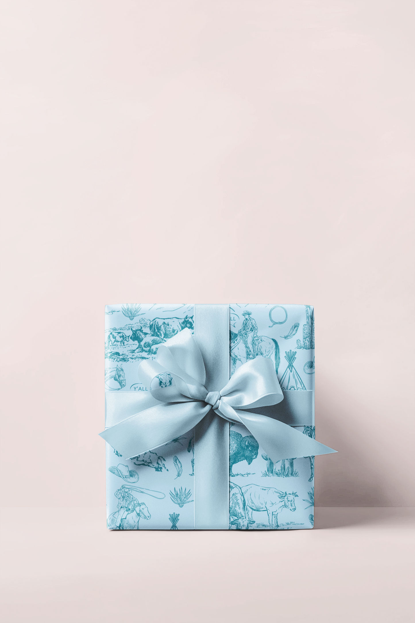 Turquoise Toile Western Wrapping Paper Roll