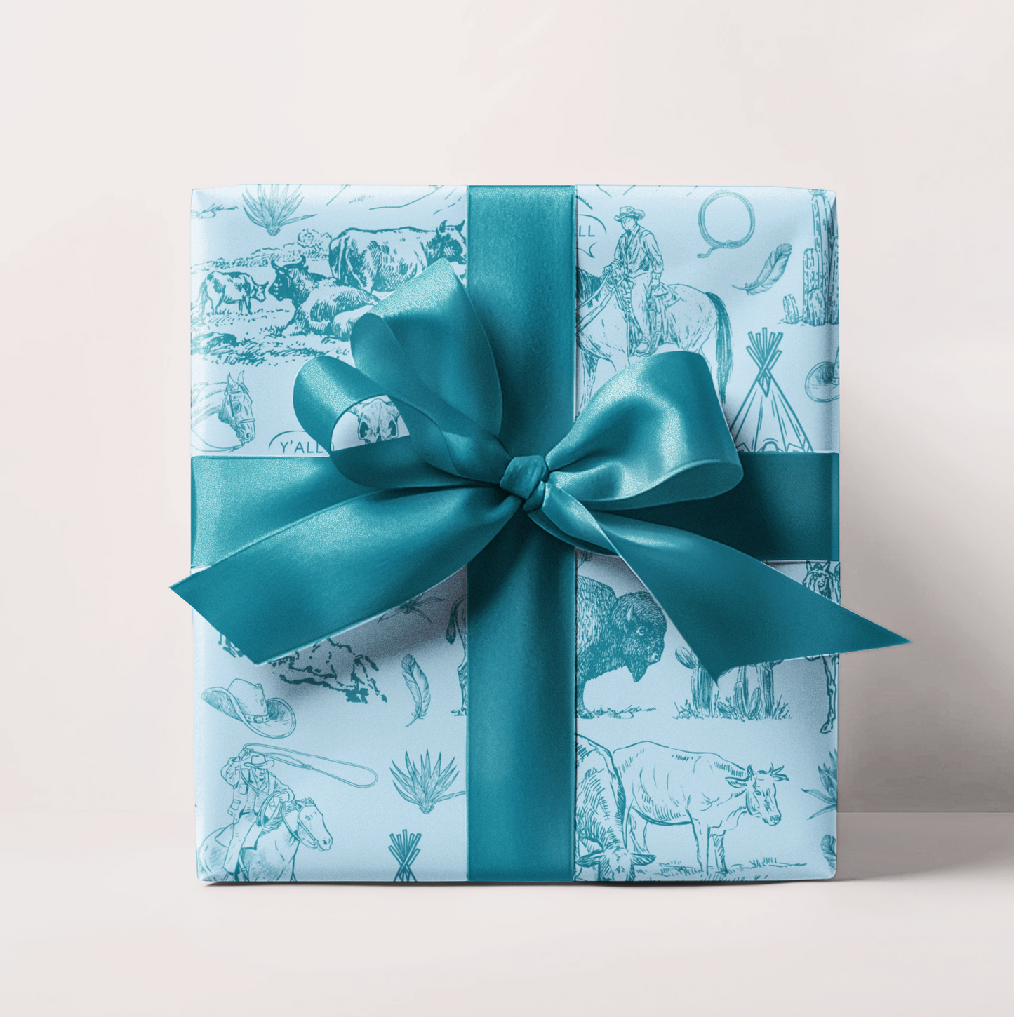 Turquoise Toile Western Wrapping Paper Roll