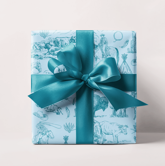 Turquoise Toile Western Wrapping Paper Roll