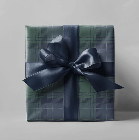 Blue & Green Plaid Wrapping Paper Roll