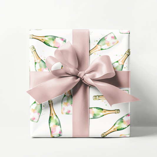 Watercolor Champagne Bottle Wrapping Paper Roll