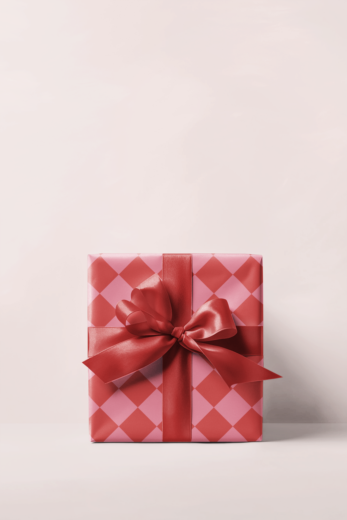 Red & Pink Diamond Checkered Wrapping Paper Roll