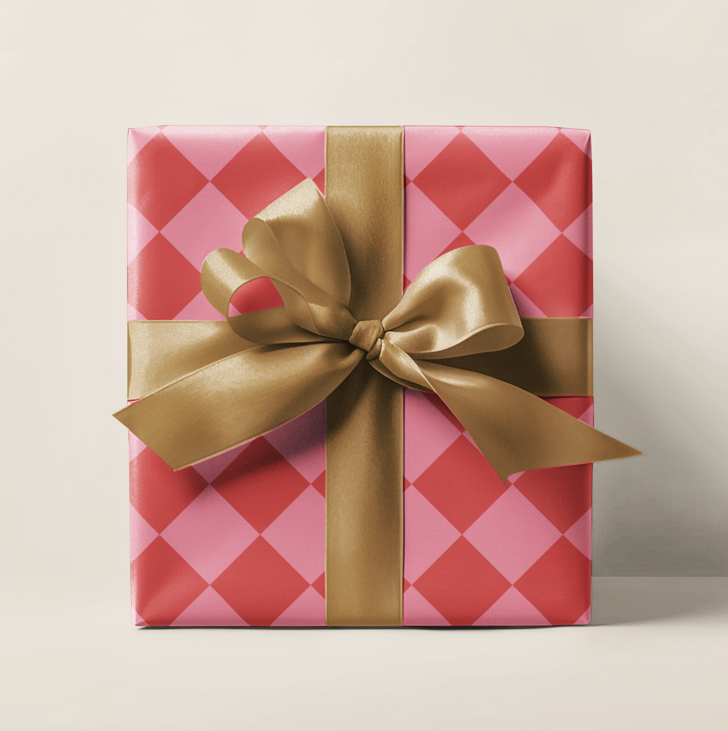 Red & Pink Diamond Checkered Wrapping Paper Roll