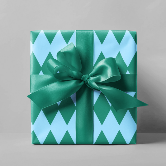 Blue & Green Harlequin Wrapping Paper Roll