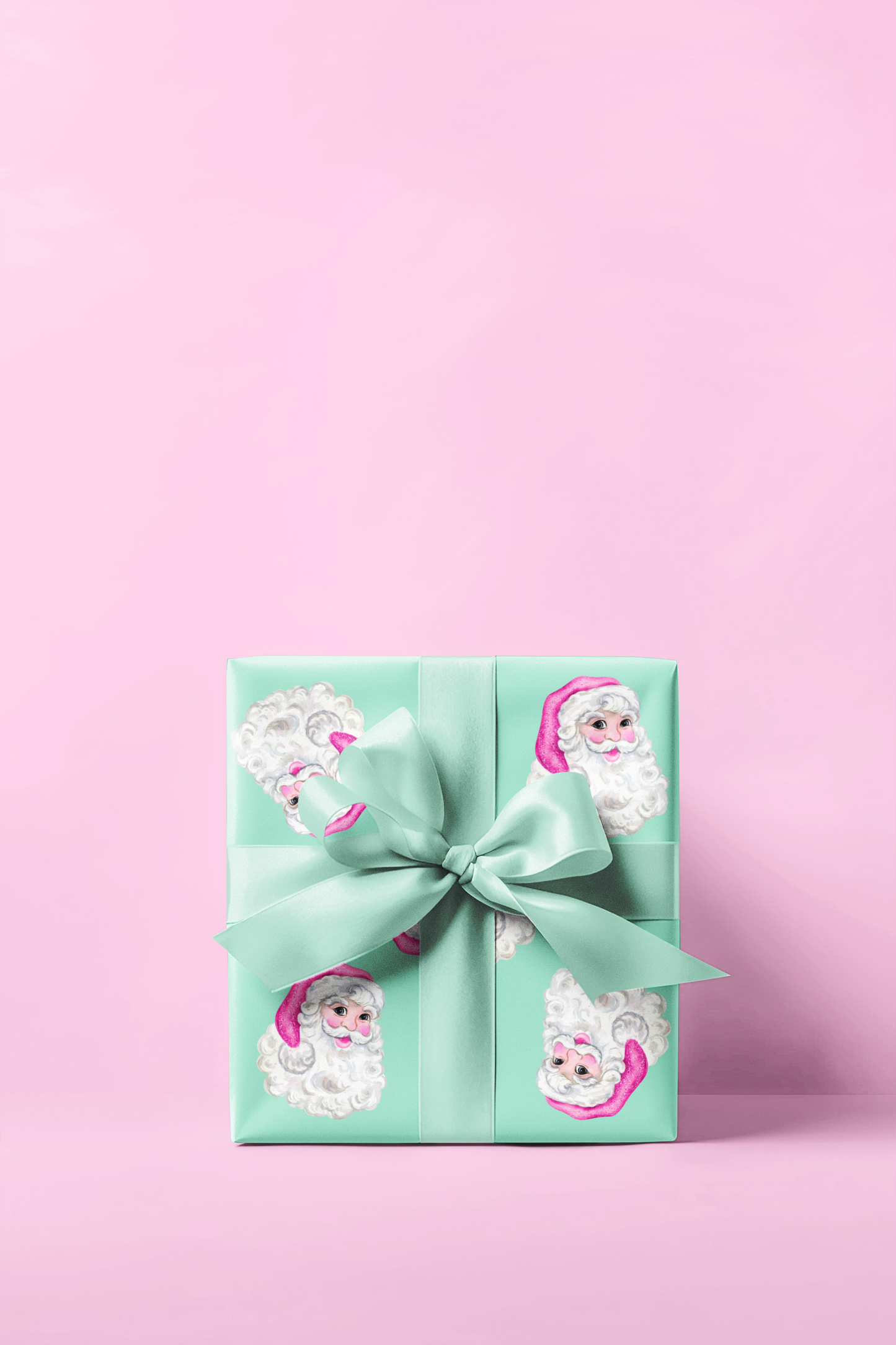 Turquoise & Pink Sequin Santa Wrapping Paper Roll