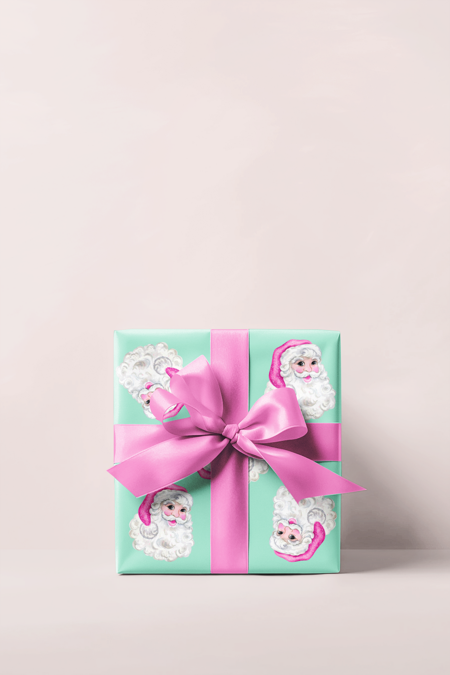 Turquoise & Pink Sequin Santa Wrapping Paper Roll