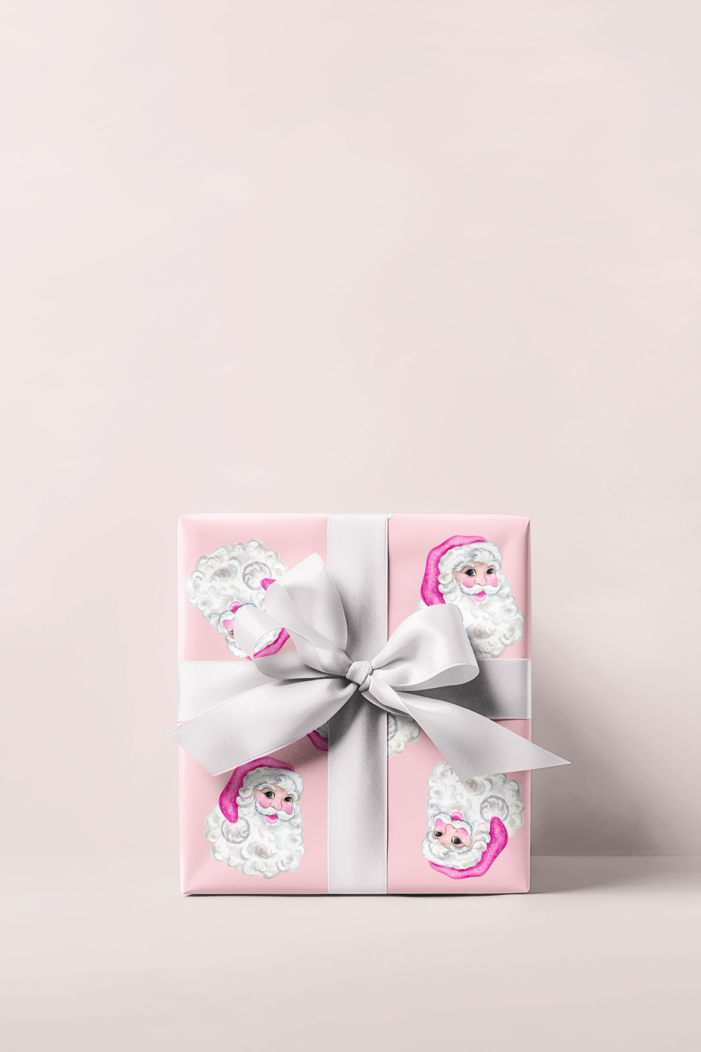 Pink Sequin Santa Wrapping Paper Roll