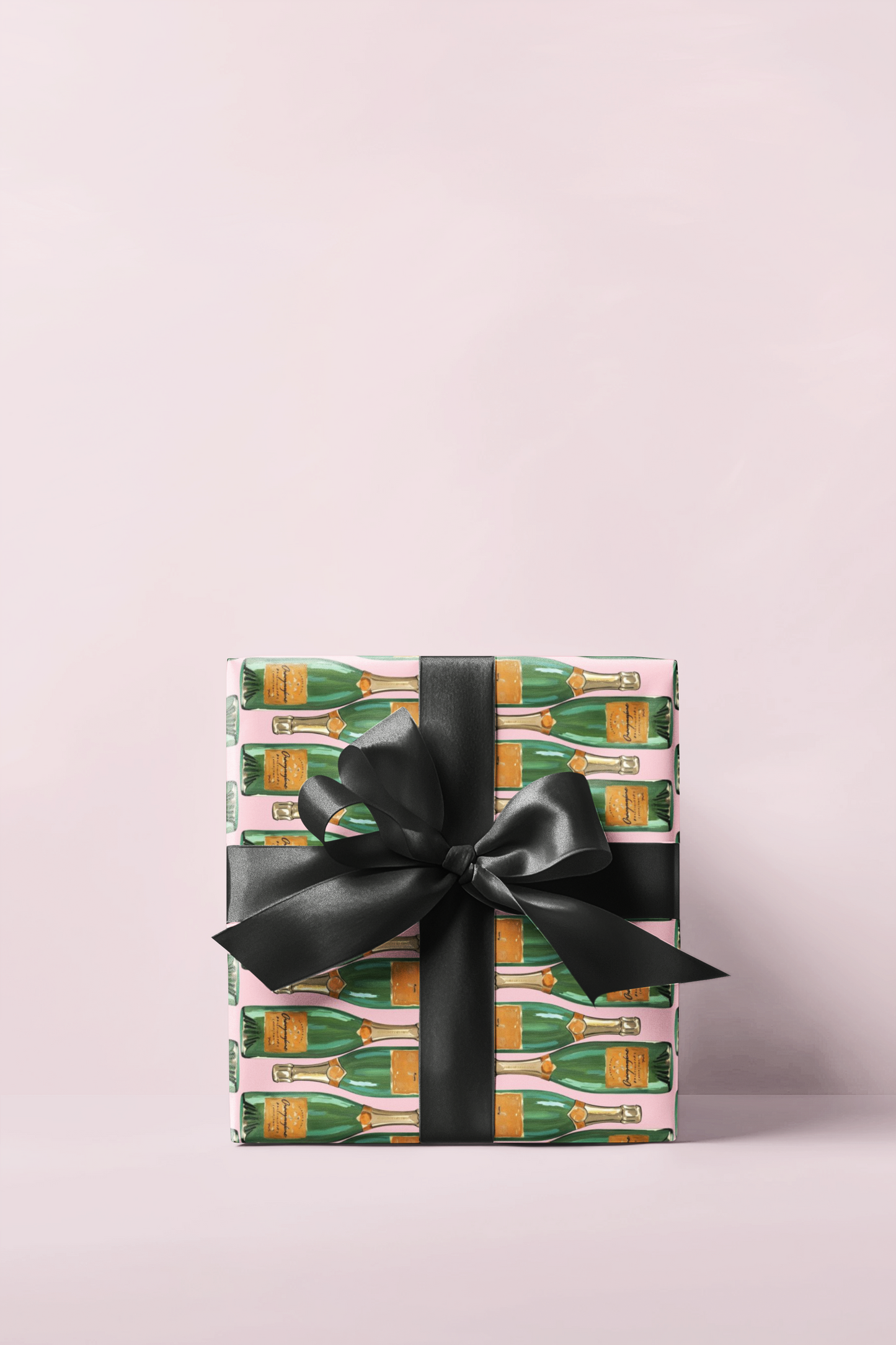 Champagne Bottle Wrapping Paper, Pink & Green Gift Wrap, Bridal Shower Wrapping Paper, Gift Wrap For Her