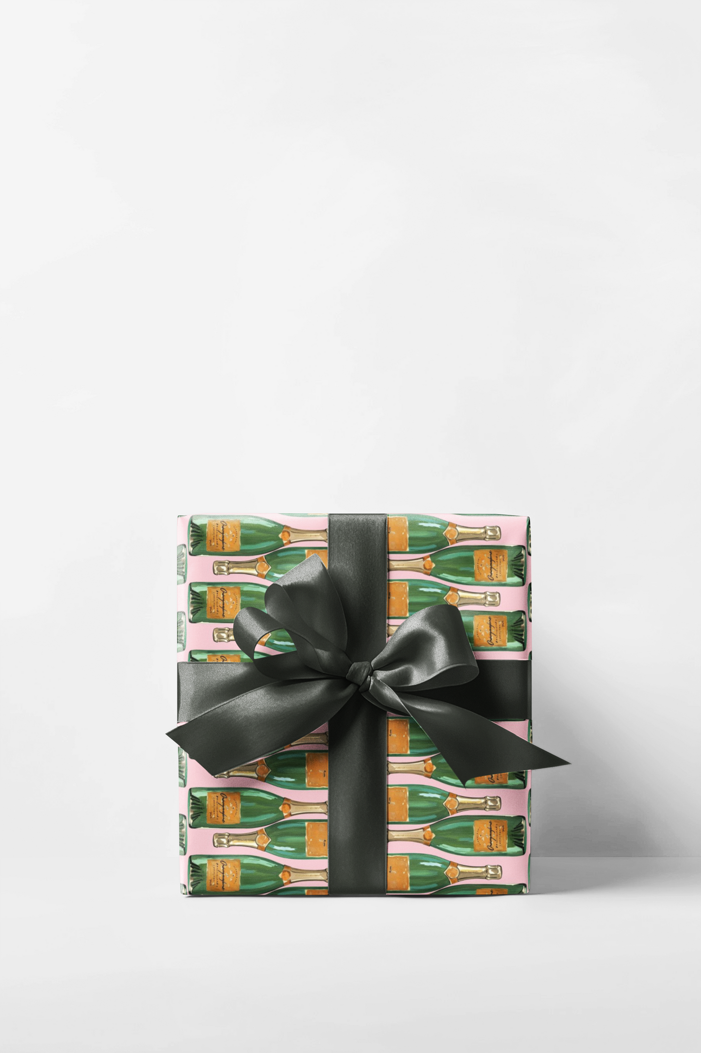 Champagne Bottle Wrapping Paper, Pink & Green Gift Wrap, Bridal Shower Wrapping Paper, Gift Wrap For Her