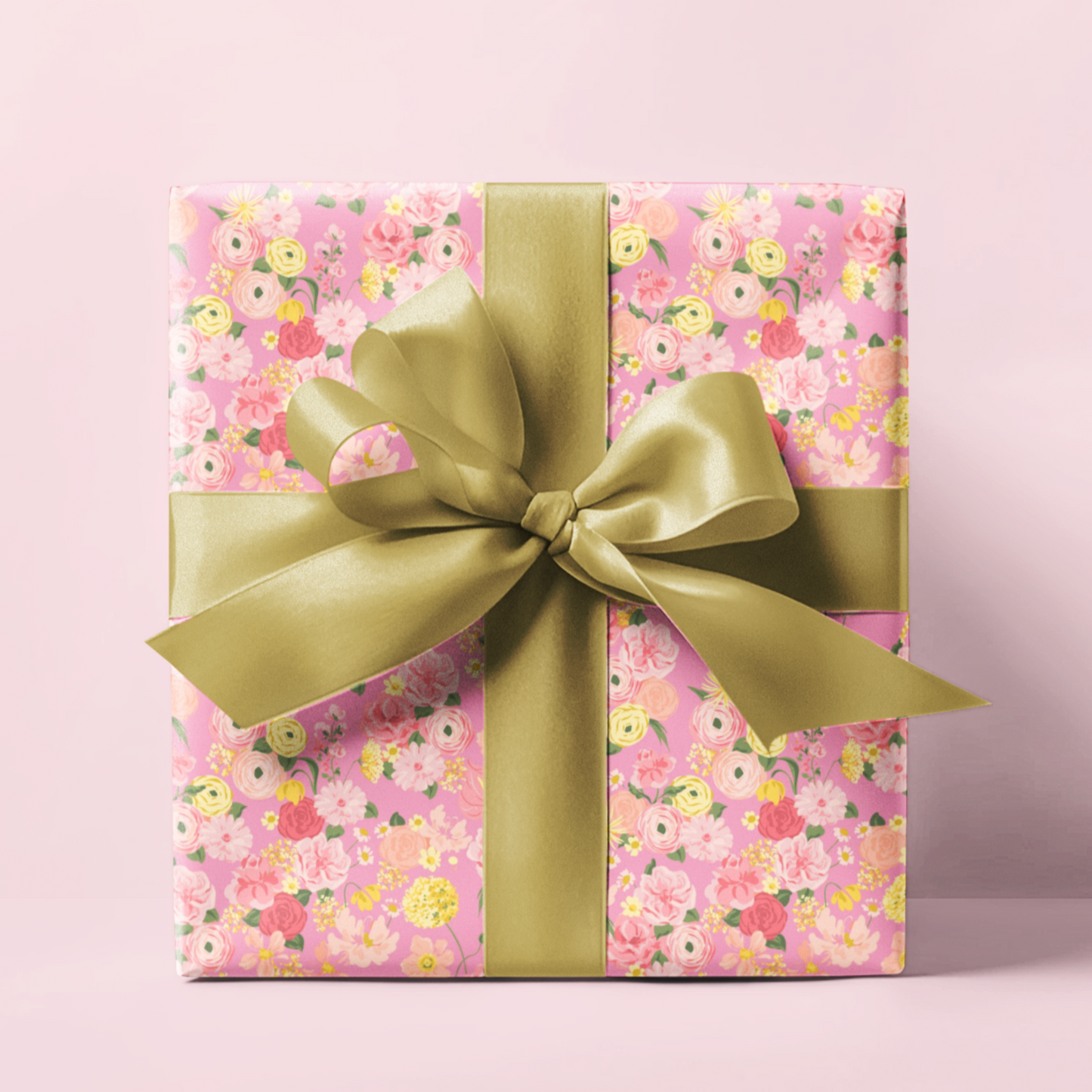 Pink Floral Wrapping Paper Roll