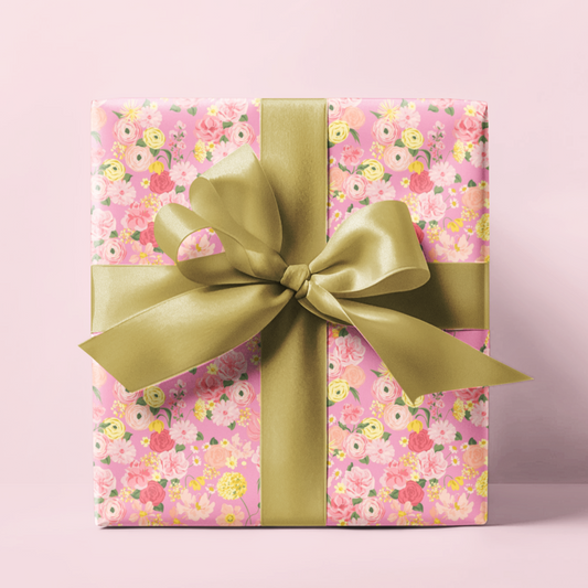 Pink Floral Wrapping Paper Roll