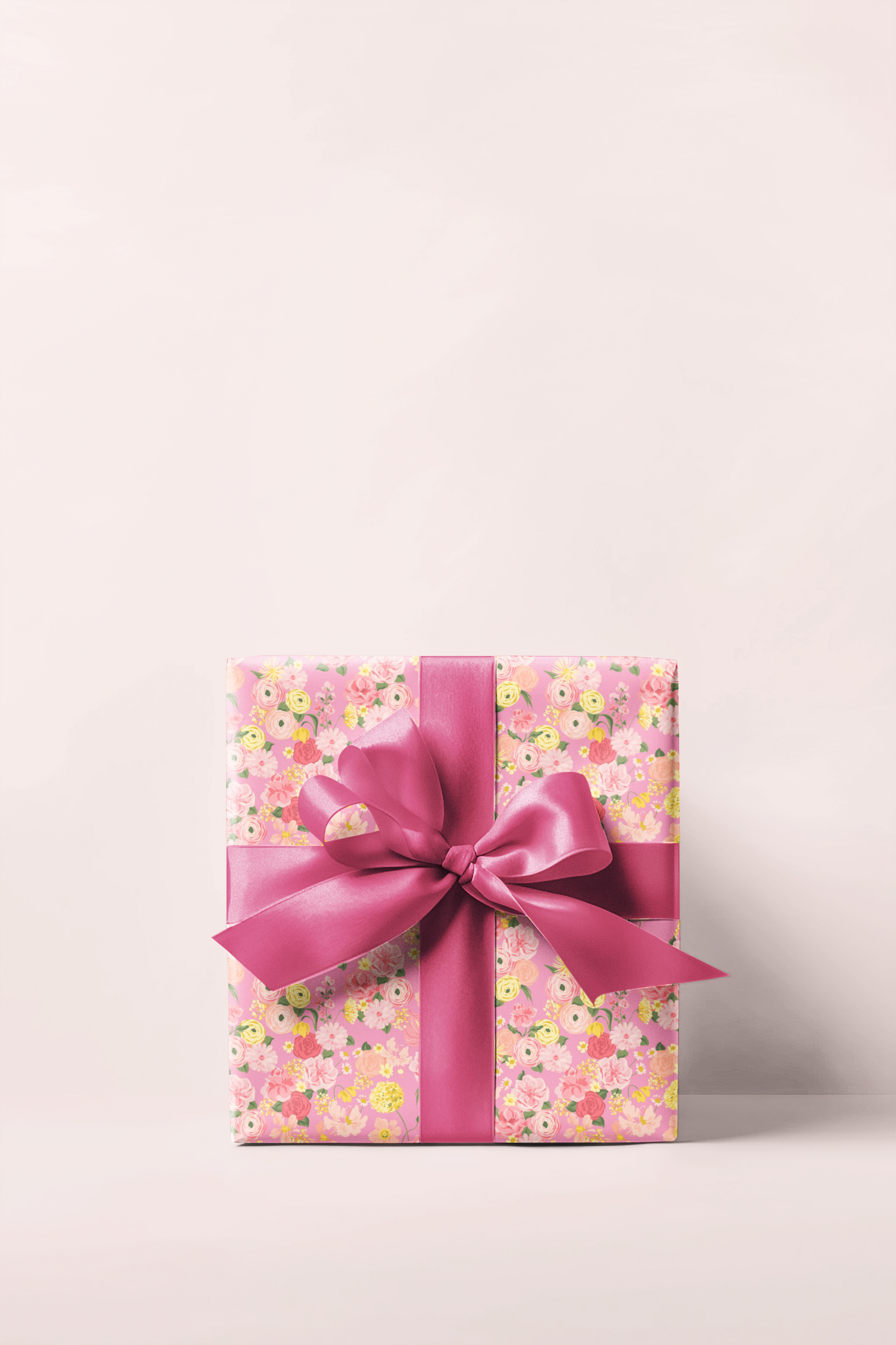 Pink Floral Wrapping Paper Roll