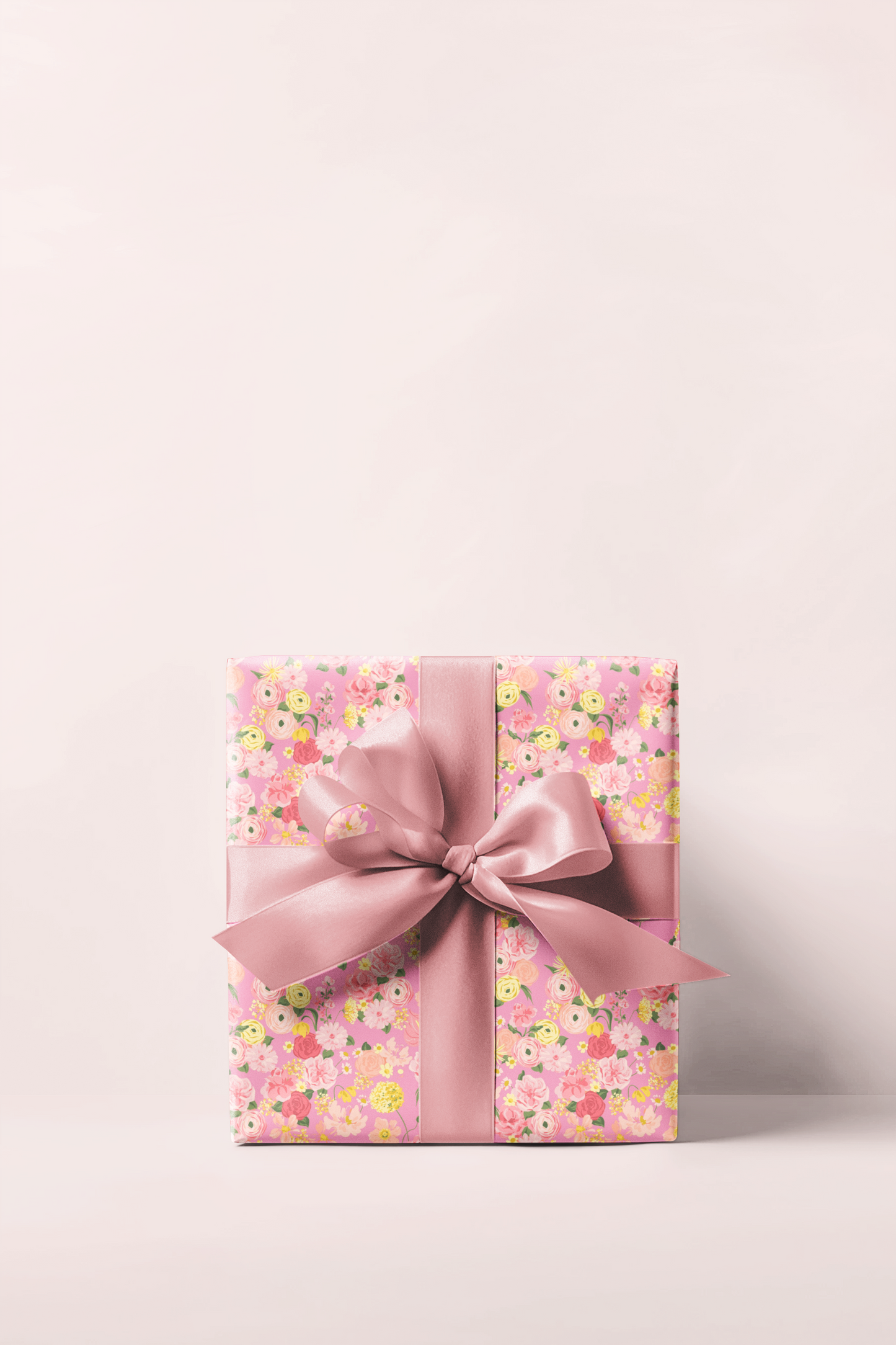 Pink Floral Wrapping Paper Roll