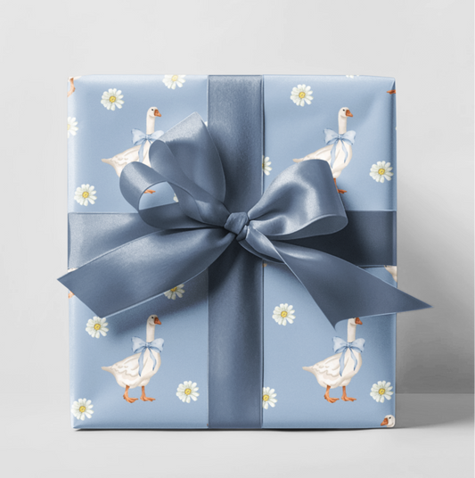 Blue Goose Wrapping Paper Roll, Baby Shower Wrapping Paper, Birthday Gift Wrap, Gift Wrap for Her
