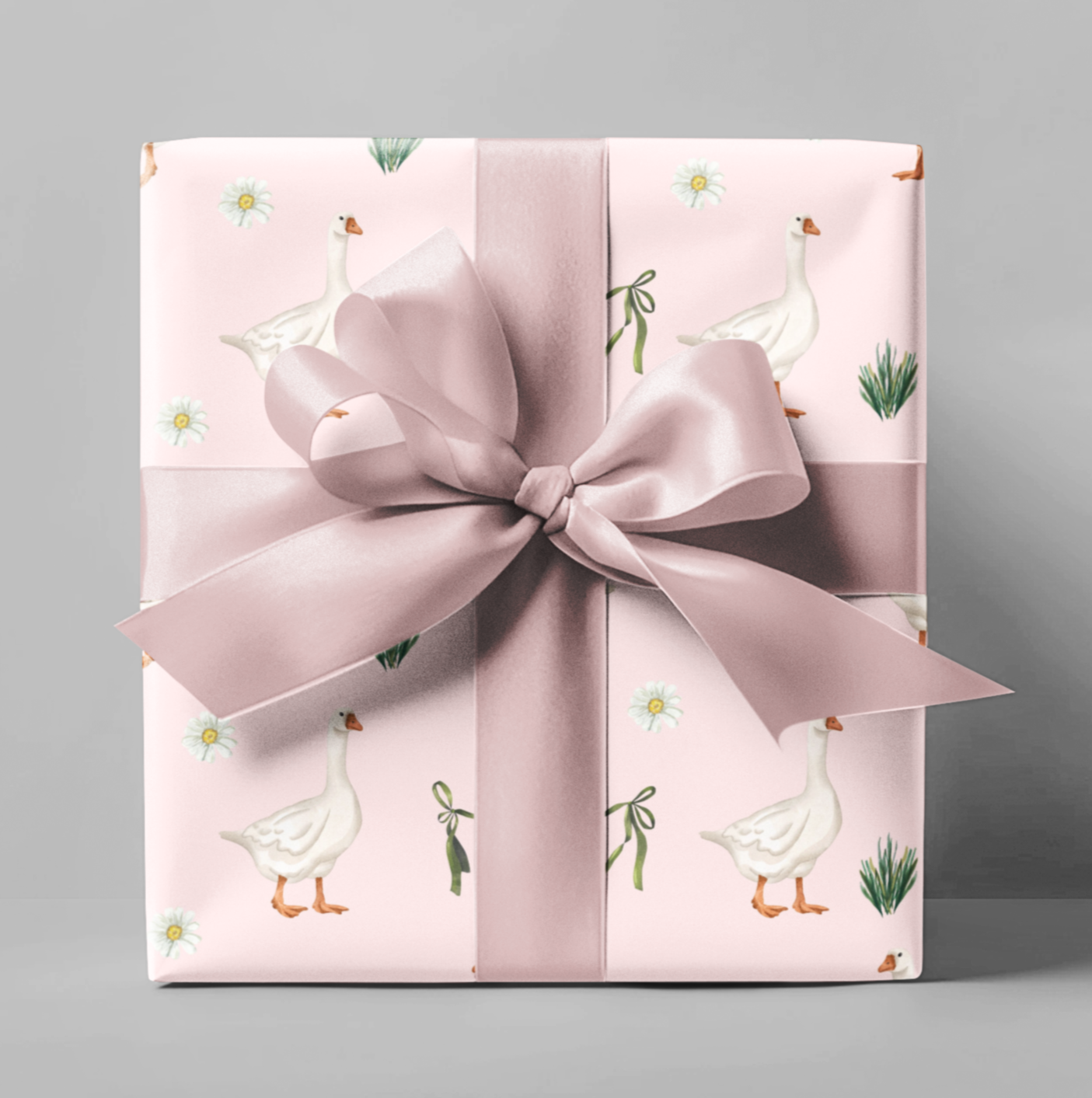 Pink Goose Wrapping Paper Roll, Baby Shower Wrapping Paper, Birthday Gift Wrap, Gift Wrap for Her