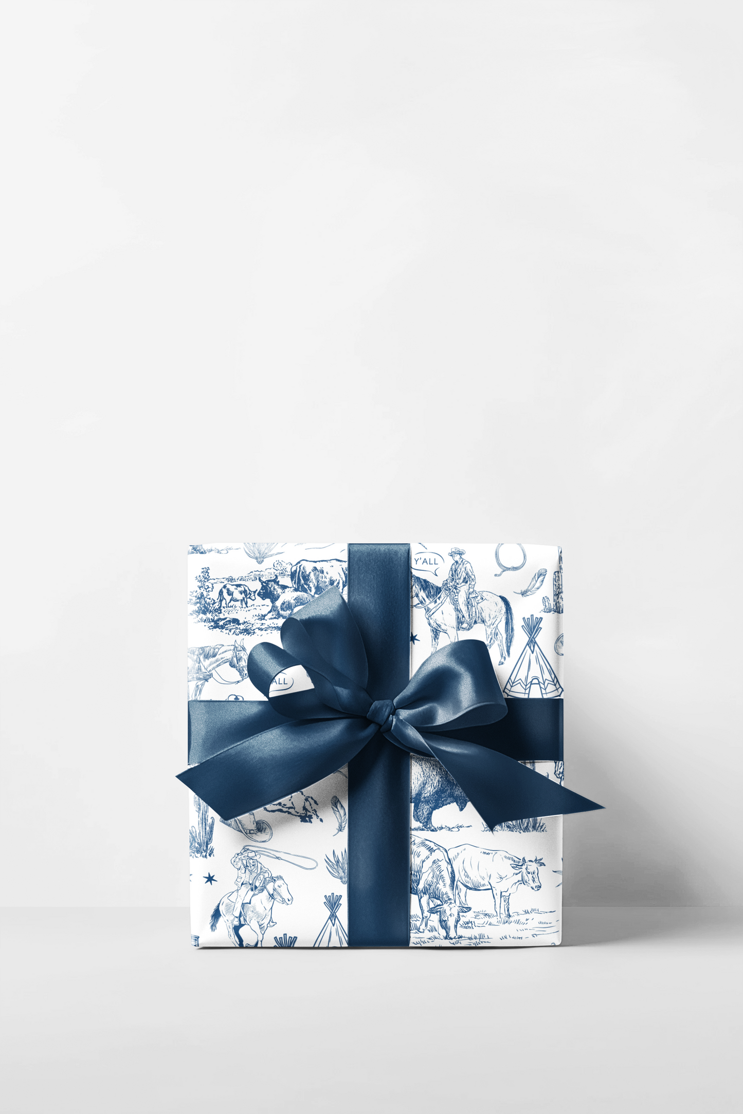 Blue Toile Western Wrapping Paper Roll