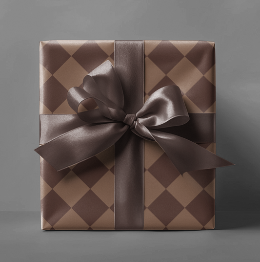 Brown Checkered Diamond Wrapping Paper Roll