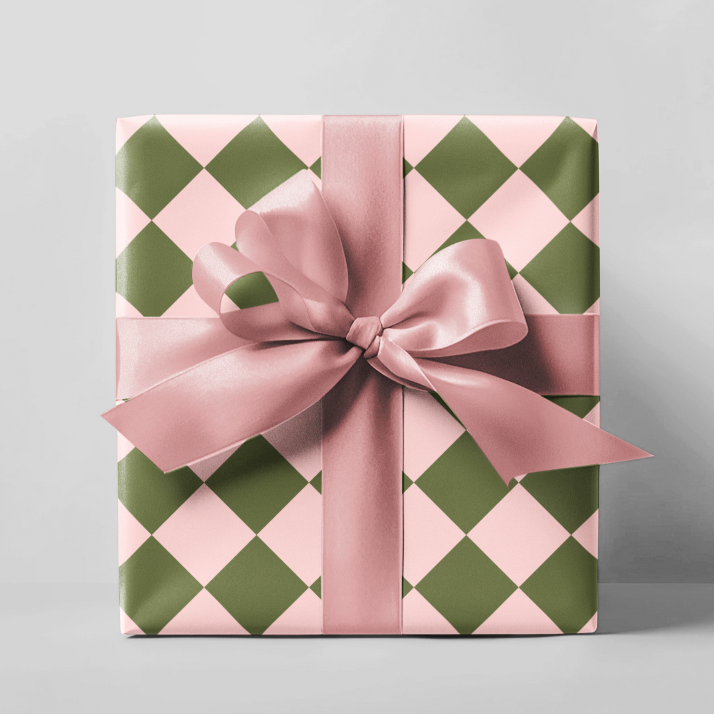 Green & Pink Checkered Wrapping Paper Roll