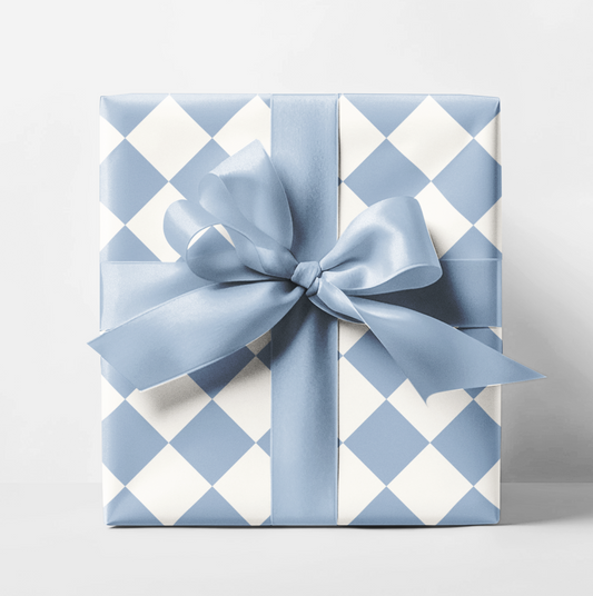 Blue Checkered Wrapping Paper Roll