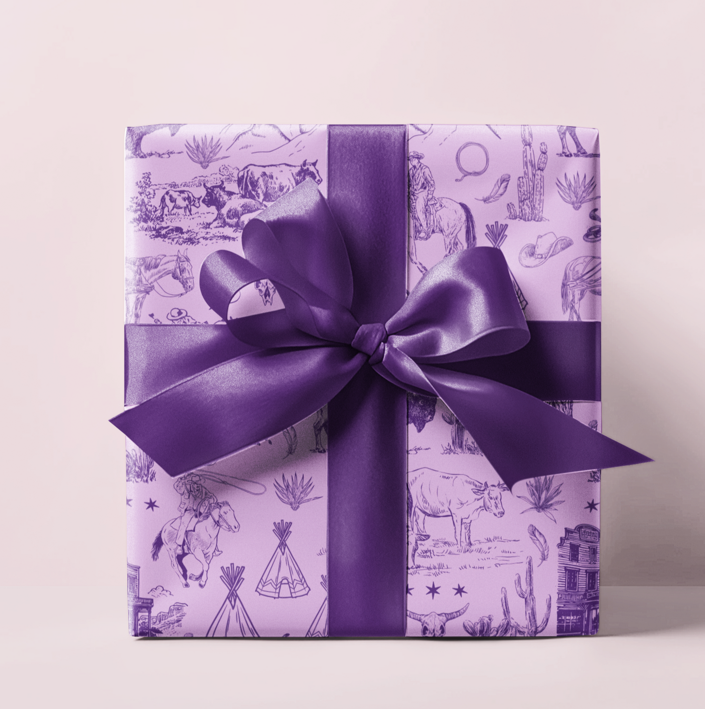Purple Western Toile Wrapping Paper Roll, Fort Worth Texas