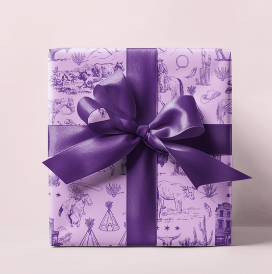 Purple Western Toile Wrapping Paper Roll, Fort Worth Texas