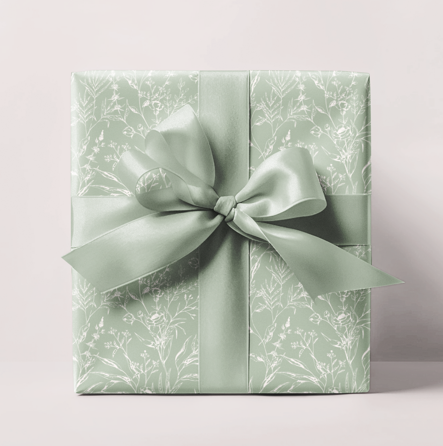 Sage Floral Wrapping Paper Roll