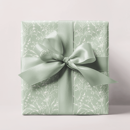Sage Floral Wrapping Paper Roll