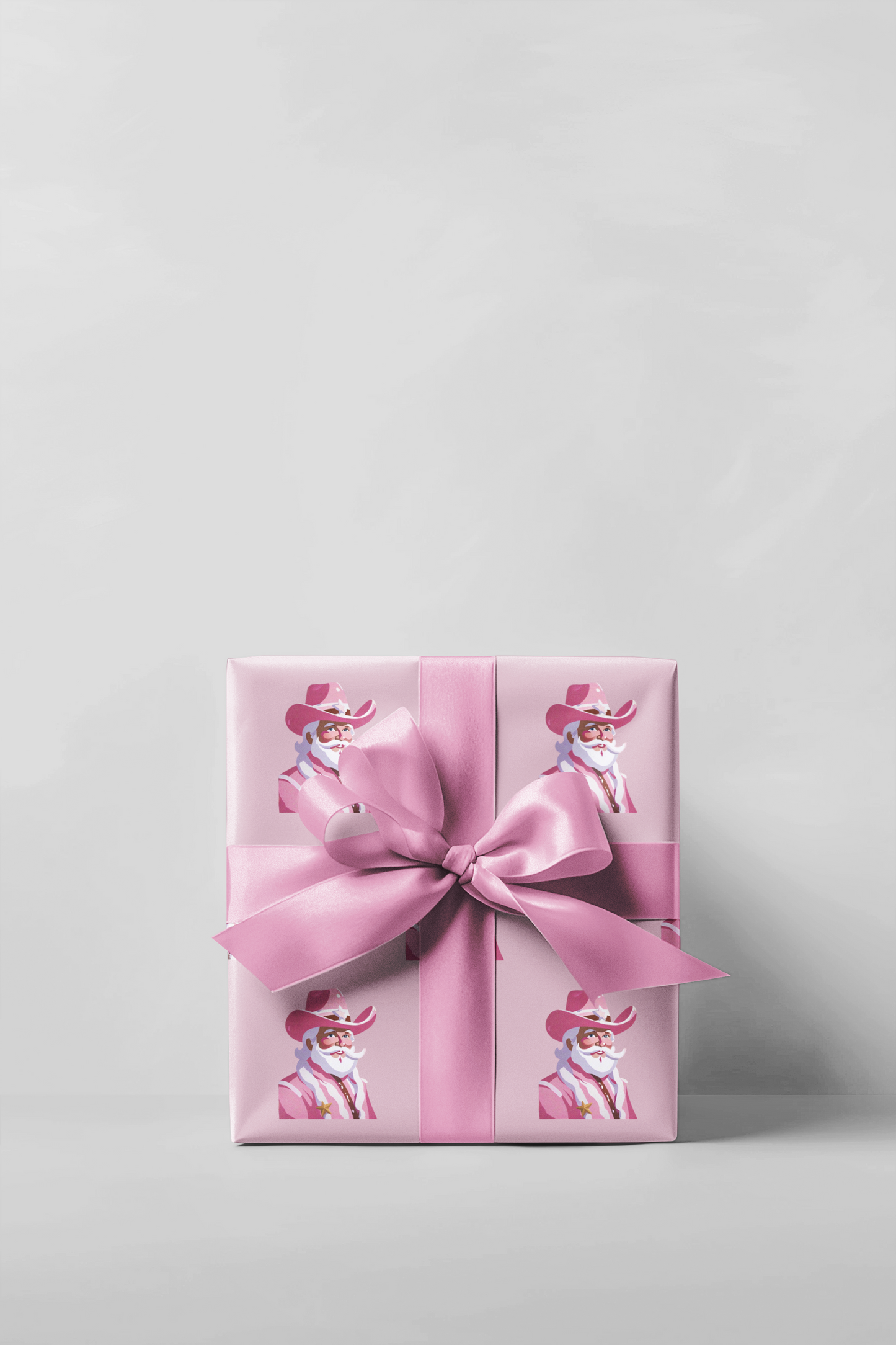 Pink Cowboy Santa Wrapping Paper, Funny Christmas Wrapping Preppy Wrapping Paper, Cute Wrapping Paper Roll, Pink Christmas Wrapping Paper