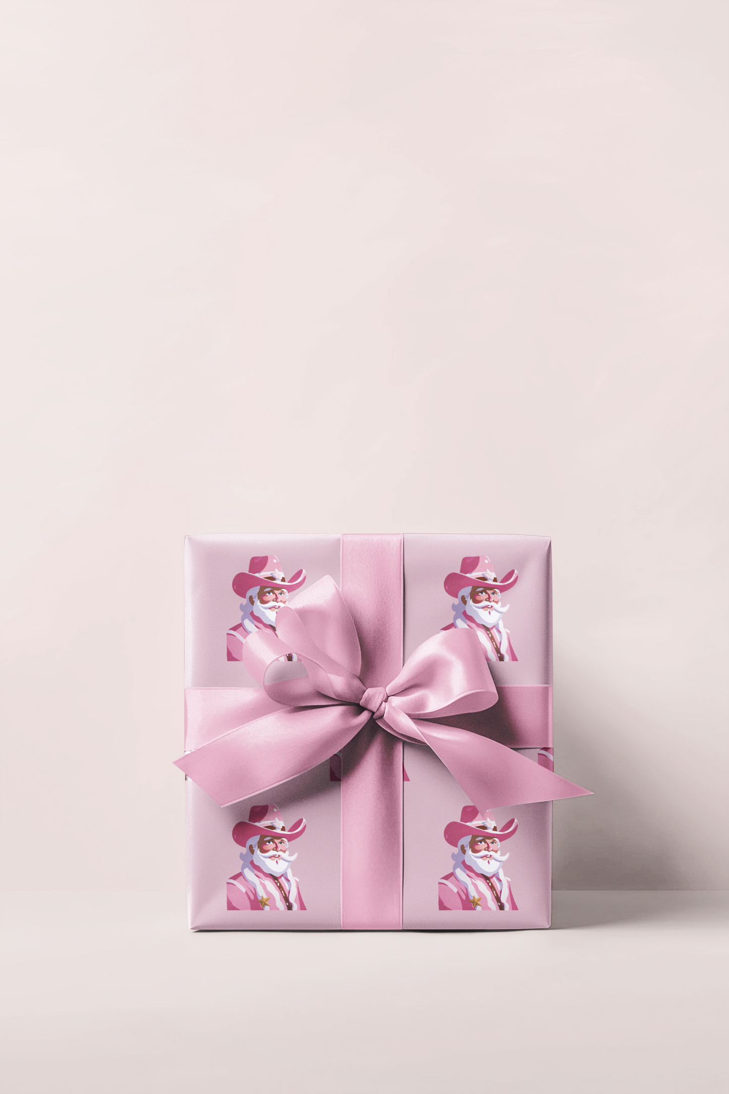 Pink Cowboy Santa Wrapping Paper, Funny Christmas Wrapping Preppy Wrapping Paper, Cute Wrapping Paper Roll, Pink Christmas Wrapping Paper