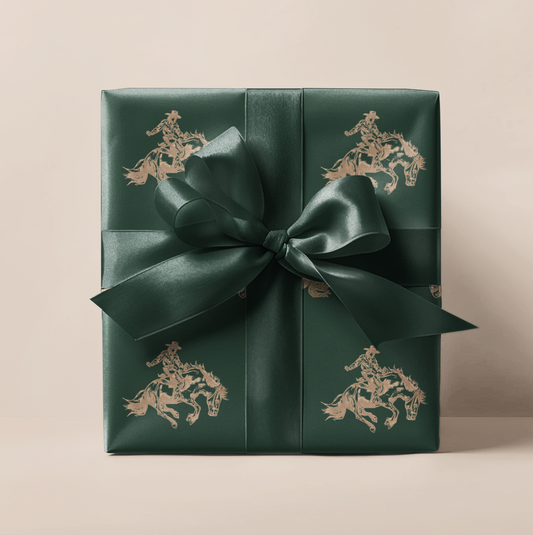 Green Rodeo Cowboy Western Wrapping Paper Roll