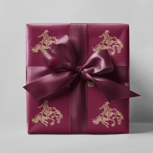Crimson Cowboy Western Rodeo Wrapping Paper Roll
