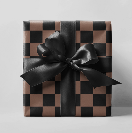 Brown & Black 2 Retro Checkered Wrapping Paper Roll