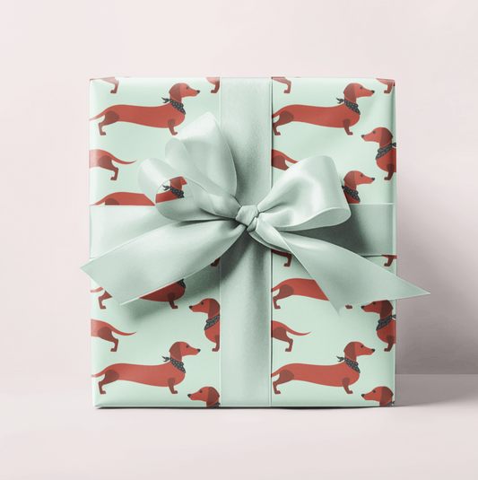 Sage Weenie Dog With Bandana's Wrapping Paper