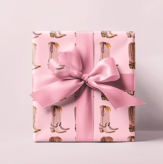 Pink Cowboy Boots Wrapping Paper