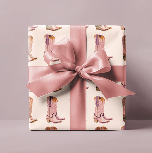 Sand Cowboy Boots Wrapping Paper, Preppy Wrapping Paper Roll