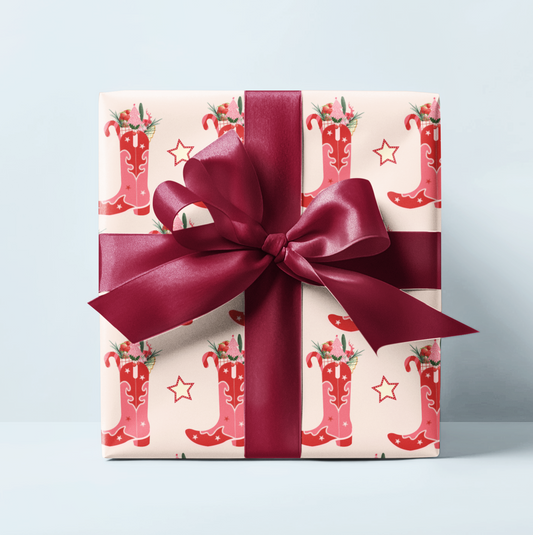 Christmas Cowgirl Boot Wrapping Paper Roll