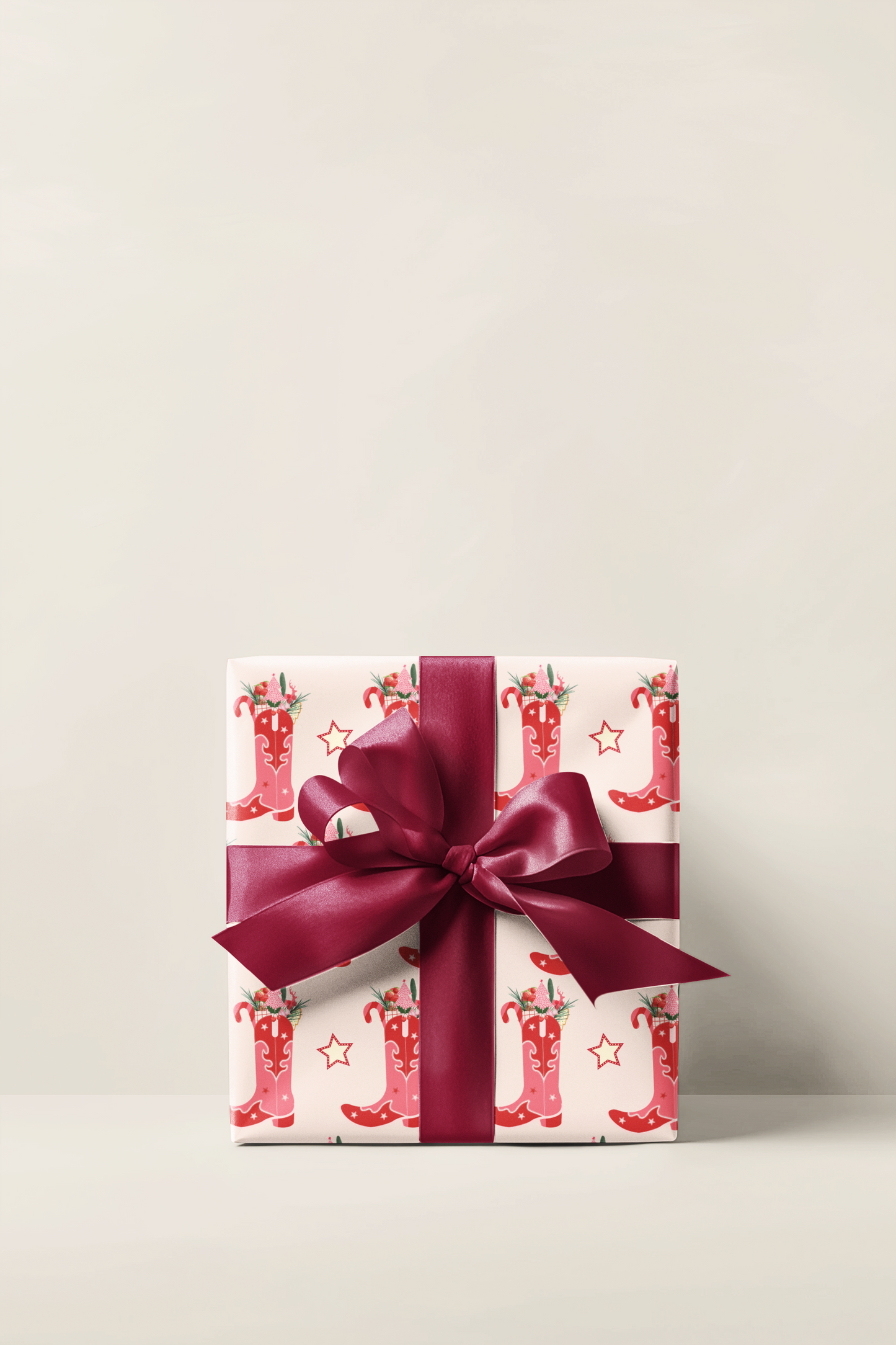 Christmas Cowgirl Boot Wrapping Paper Roll